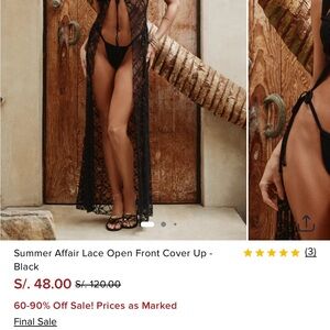 Summer Affair Lace Open Front Cover Up - Black